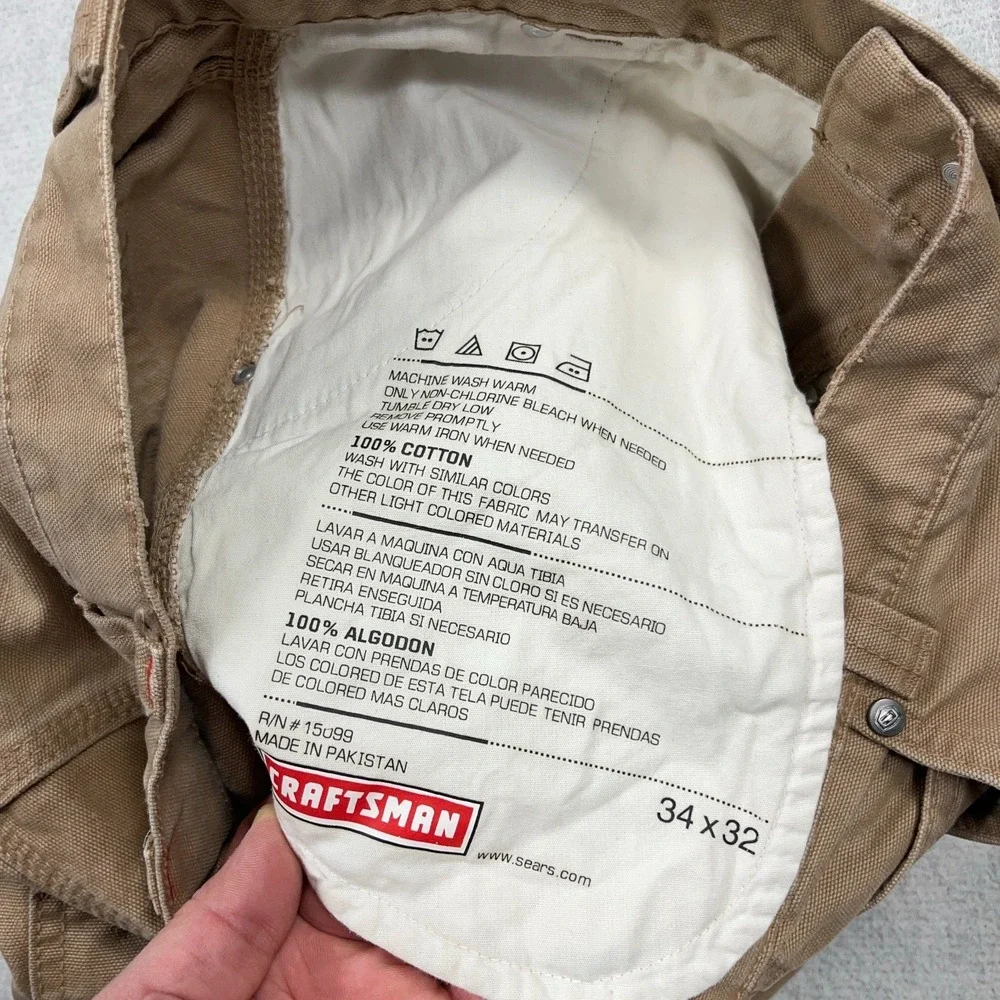 Craftsman Pants Men 32x30 Brown Carpenter Duck Canvas Baggy Work Wear Worn‎